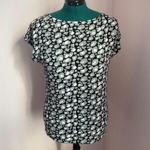 Talbots Animal Print Cap Sleeve Knit Top